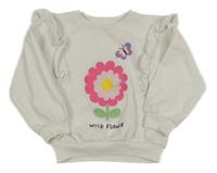 Smotanová mikina s kvetinou a volánikmi Matalan
