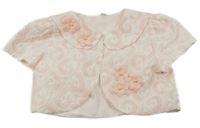 Bielo-ružové vzorované bolerko s kvetinami