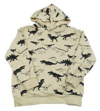 Béžová mikina s dinosaurami a kapucňou H&M