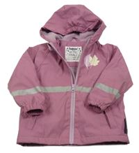 Vínová nepromokavá lehce zateplená bunda s listy a kapucí Lupilu