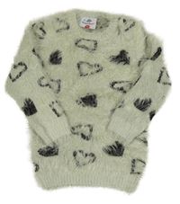 Svetlosivá chlpatá svetrová tunika so srdiečkami Topolino