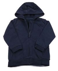 Tmavomodrá prepínaci mikina s kapucňou s uškami George