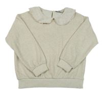 Béžová melírovaná mikina s golierikom s madeirou C&A