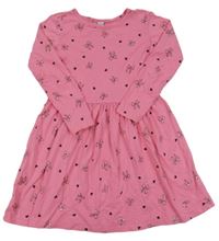 Ružové bavlnené šaty s mašľami a srdiečkami Dopodopo