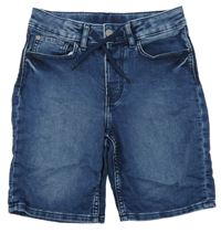 Tmavomodré teplákové riflové kraťasy H&M