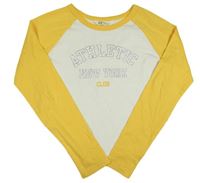 Smetanovo-žlté crop tričko s nápisom H&M