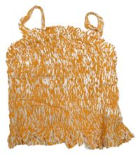 Oranžovo-biely vzorovaný crop top so žabičkováním F&F