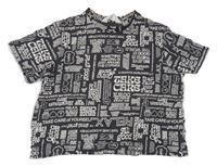 Tmavosivé crop tričko s nápismi H&M