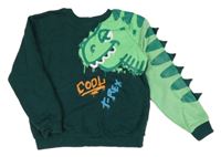 Tmavozeleno-zelená mikina s dinosaurom H&M