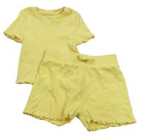 2 set - Žlté rebrované tričko + kraťasy Primark