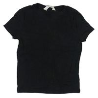 Čierne rebrované crop tričko H&M