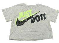 Šedé melírované crop tričko s logem Nike