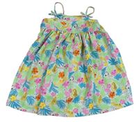 Světlemodro-farebné ľahké šaty so zvieratkami a kvetmi Matalan
