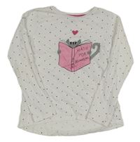 Biele bodkovaná é tričko s knihou Pep&Co