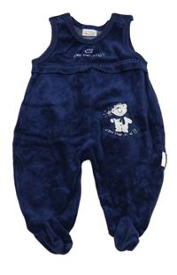 Tmavomodré sametové dupačky s medvěďom