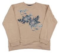 Svetloružová mikina s kvetinou Primark