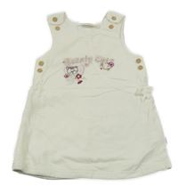 Smetanové podšité laclové manšestrové šaty s výšivkami 