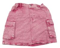 Ružová melírovaná rifľová sukňa s vreckami shein