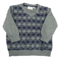 Tmavomodro-sivý vzorovaný ľahký sveter Tom Tailor