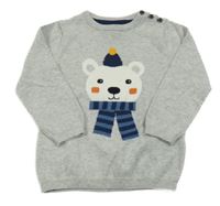 Sivý melírovaný ľahký sveter s medvěďom H&M