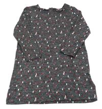 Tmavošedo-ružové vzorované úpletové šaty Lupilu