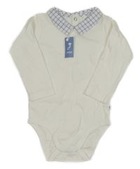 Nové - biele body s kockovaným golierikom