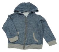 Modro-sivá melírovaná prepínaci mikina s kapucňou F&F