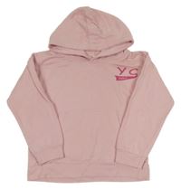 Svetloružová mikina s nápisom a kapucňou