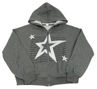 Sivá crop mikina s hviezdou a kapucňou shein