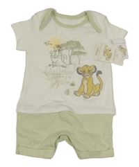 Nové - bielo-mintový kraťasový overal so Simbou Nutmeg