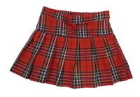 Červeno-tmavomodrá kockovaná skladaná sukňa H&M