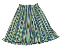 Modro-žlto-zelené pruhované ľahké culottes nohavice C&A