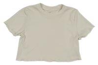 Biele crop rebrované tričko shein