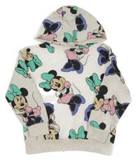 Smetanová melírovaná mikina s Minnie a kapucí Disney