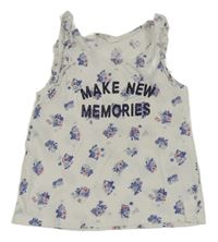 Bielo-modrý kvetovaný top s nápisom H&M