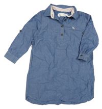 Modré košeľové šaty s výšivkou H&M