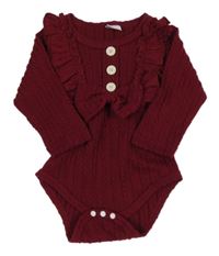 Vínové vzorované úpletové body s volánky a knoflíky shein