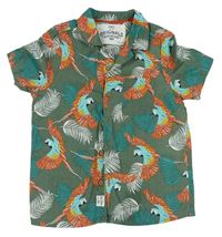 Khaki košeľa s listami a papoušky M&S
