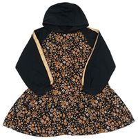 Čierne kvetované teplákové šaty s kapucňou Next