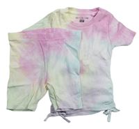 2set - Farebné batikované rebrované tričko + elastické kraťasy F&F