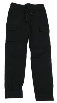 Černé plátěné cargo cuff kalhoty Denim Co.
