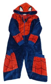 Tmavomodro-červená plyšová kombinéza s kapucí - Spiderman Marvel