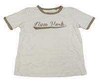 Bielo-hnedé tričko s nápisom Primark