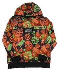 Čierno-červeno-zelená mikina s vánočními obrázky a kapucňou George