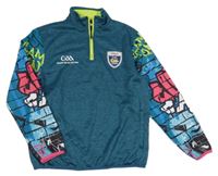 Zelenomodro-farebná melírovaná thermo mikina s nápismi