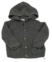 Antracitový prepínaci sveter s kapucňou