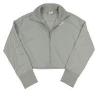 Světlešedá crop propínací sportovní mikina s logem Nike