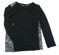 Čierno-bielo-sivé športové tričko s melírovanymi pruhmi Tu