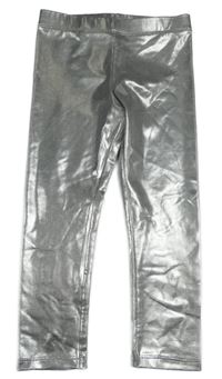 Stříbrné lesklé legíny H&M