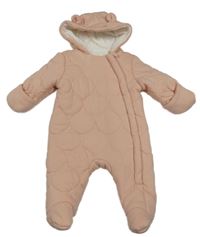 Ružová zateplená prešívaná kombinéza s kapucňou George